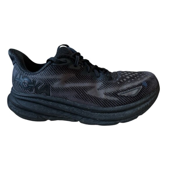 Hoka One Mens Clifton 9 Running Shoes 1132210 BBLC Triple Black Size 10 2E READ - Picture 2 of 13